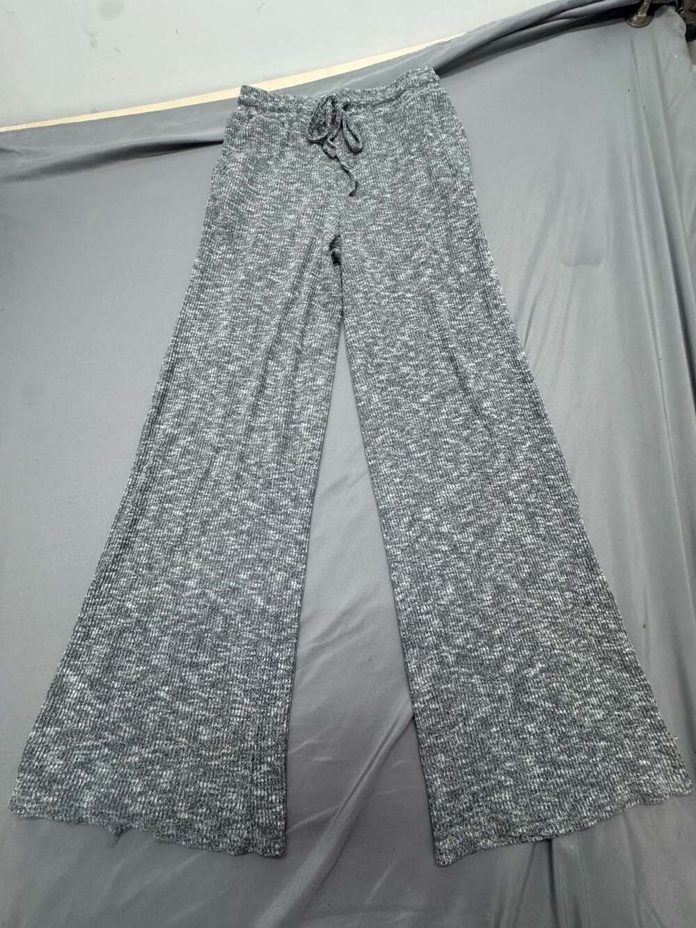 Daisy Wide Leg Lounge Pants Size M Gray Marled Knit Drawstring